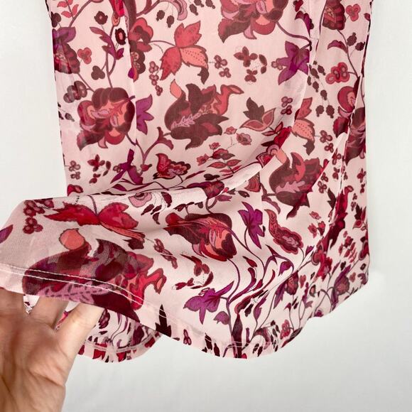 Express Pink Floral Flutter Midi Skirt M/L - Picture 4 of 7